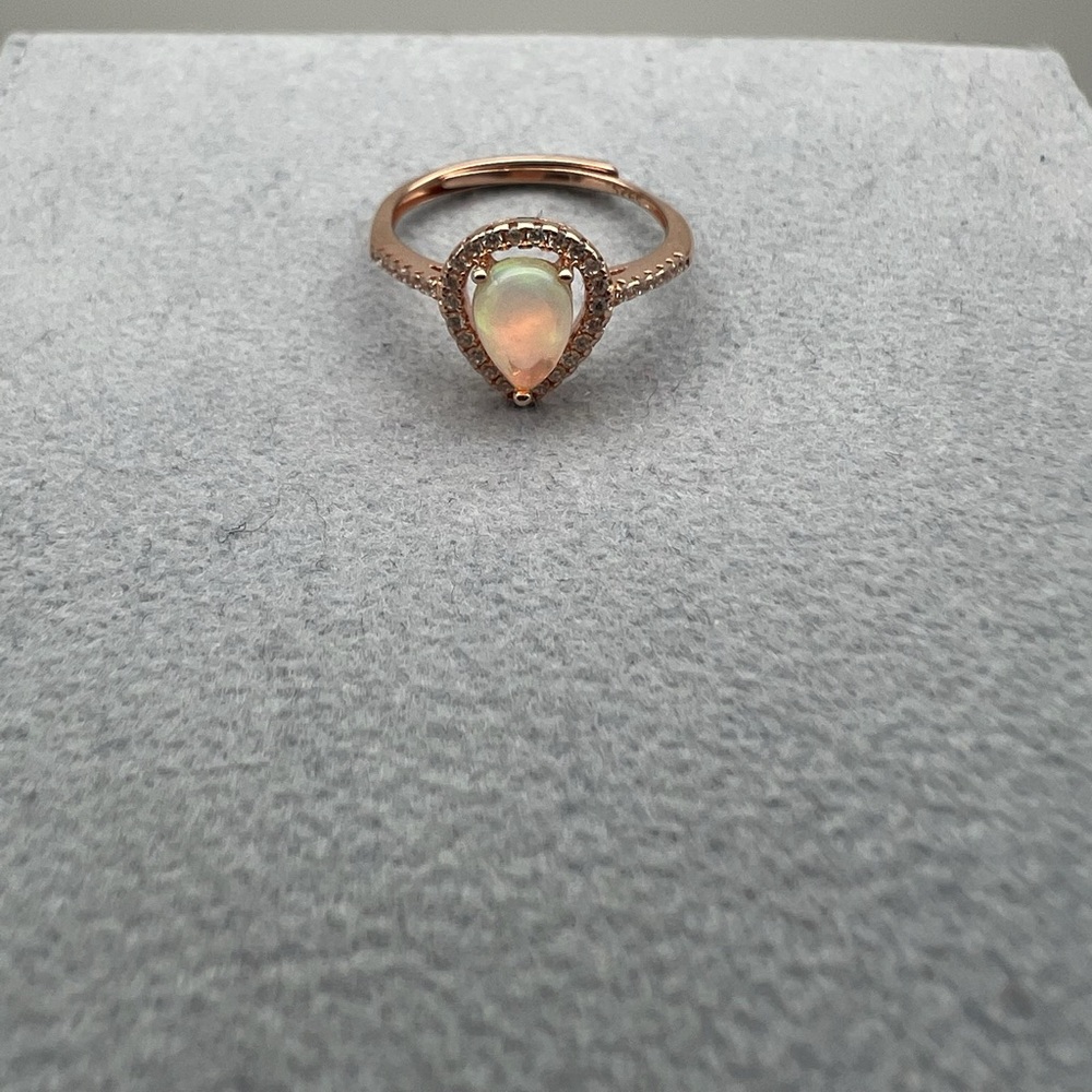Elegant Rose Gold and Welo Fire Opal Ring